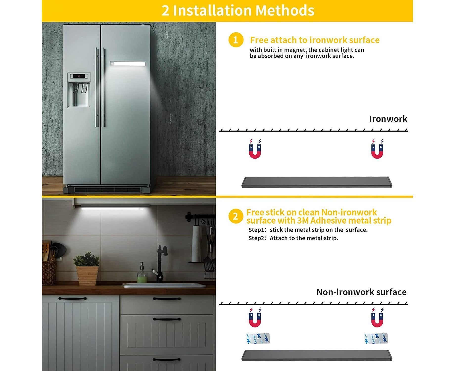 LED Closet Light with Motion Sensor, 12 Inch Dimmable Rechargeable LED Under Kitchen Cabinet Light - Image 6