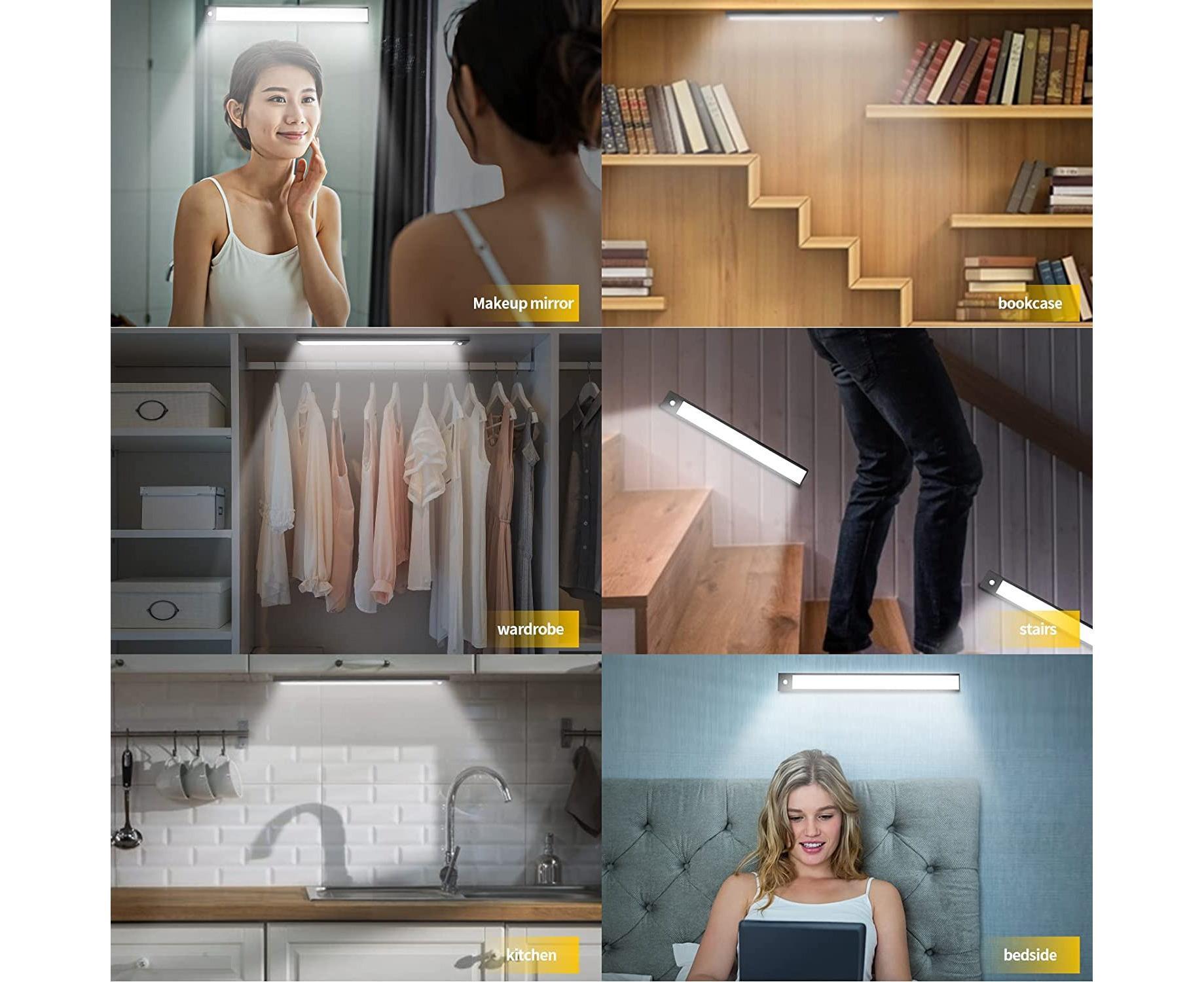 LED Closet Light with Motion Sensor, 12 Inch Dimmable Rechargeable LED Under Kitchen Cabinet Light - Image 7