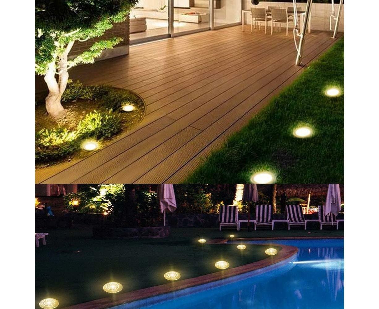 Outdoor Solar Buried Lights, 16 Led Warm White Waterproof Stainless Steel Spotlights For Patio, Yard Garden Path, Garage Walkway Decoration - Image 5