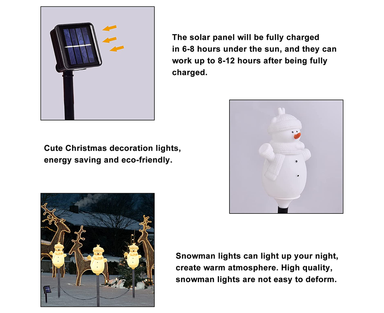 Outdoor Solar Christmas Lights, Set of 3 Snowmen for Patio, Yard, Garden, Lawn Christmas Decorations - Image 4