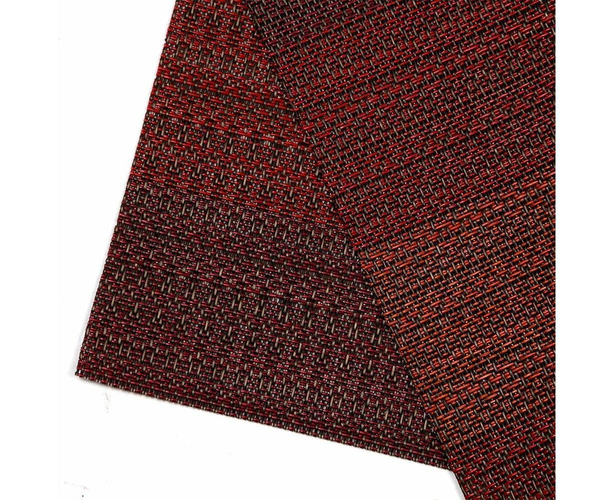 Placemats Set Of 6 For Dining Table Washable Woven Vinyl Placemats Non-Slip Heat Resistant Kitchen Table Mats Easy To Clean (Set Of 6)- Red - Image 3
