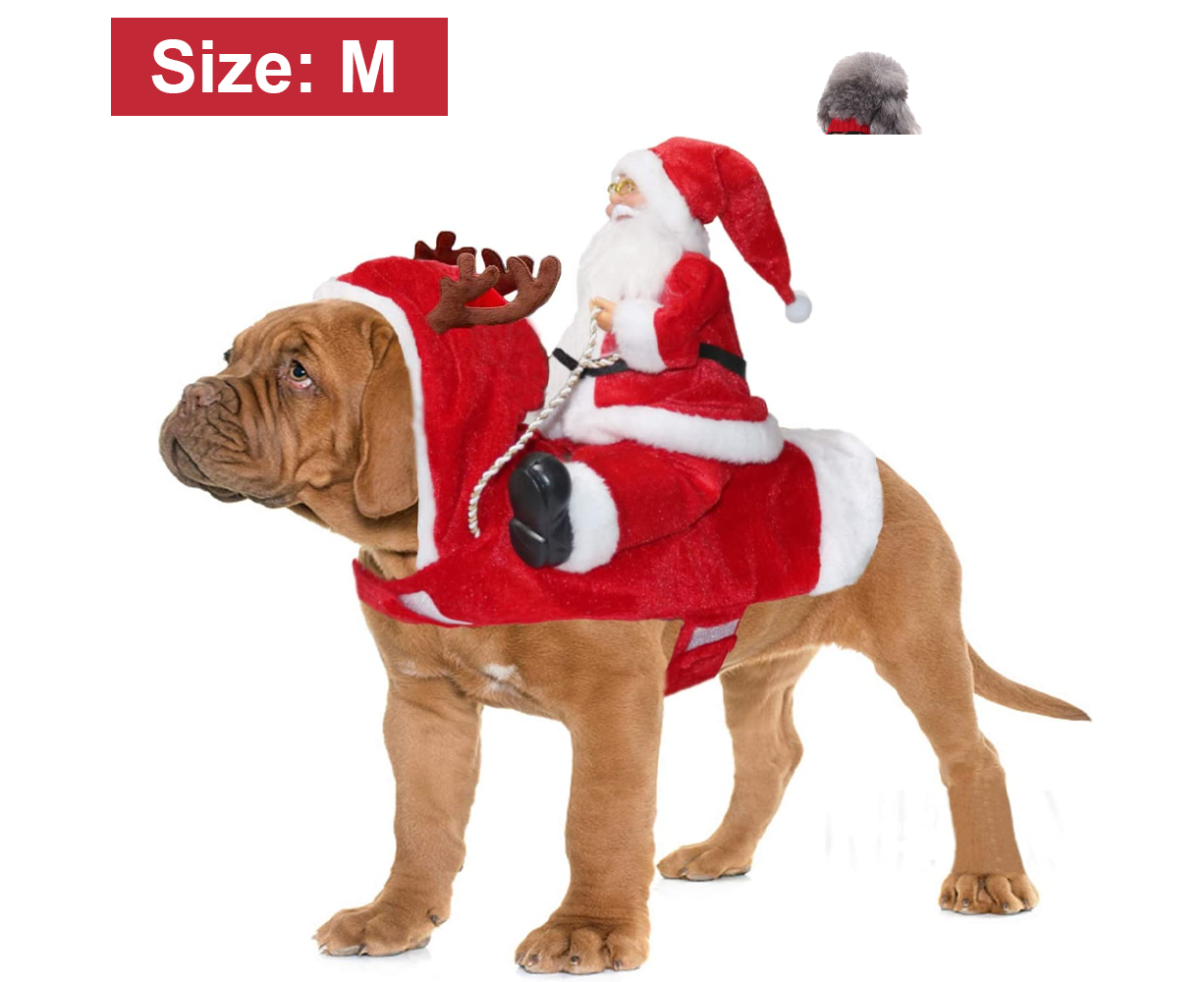 Santa Dog Costume Christmas Pet Clothes Santa Claus Riding Pet Costumes Party Dressing Up Dogs Cats Outfit For Small Medium Dogs Cats - Image 2