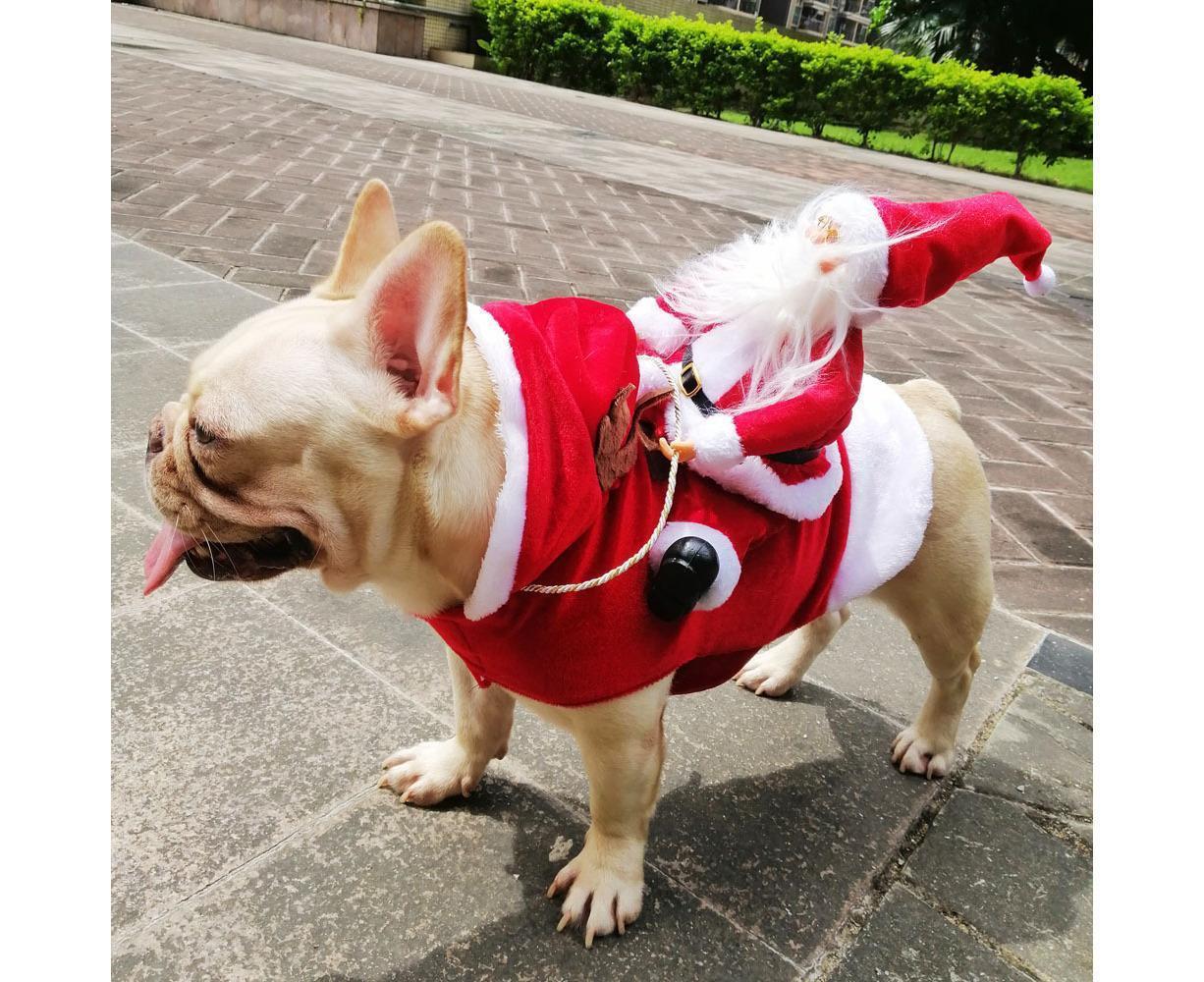 Santa Dog Costume Christmas Pet Clothes Santa Claus Riding Pet Costumes Party Dressing Up Dogs Cats Outfit For Small Medium Dogs Cats - Image 5