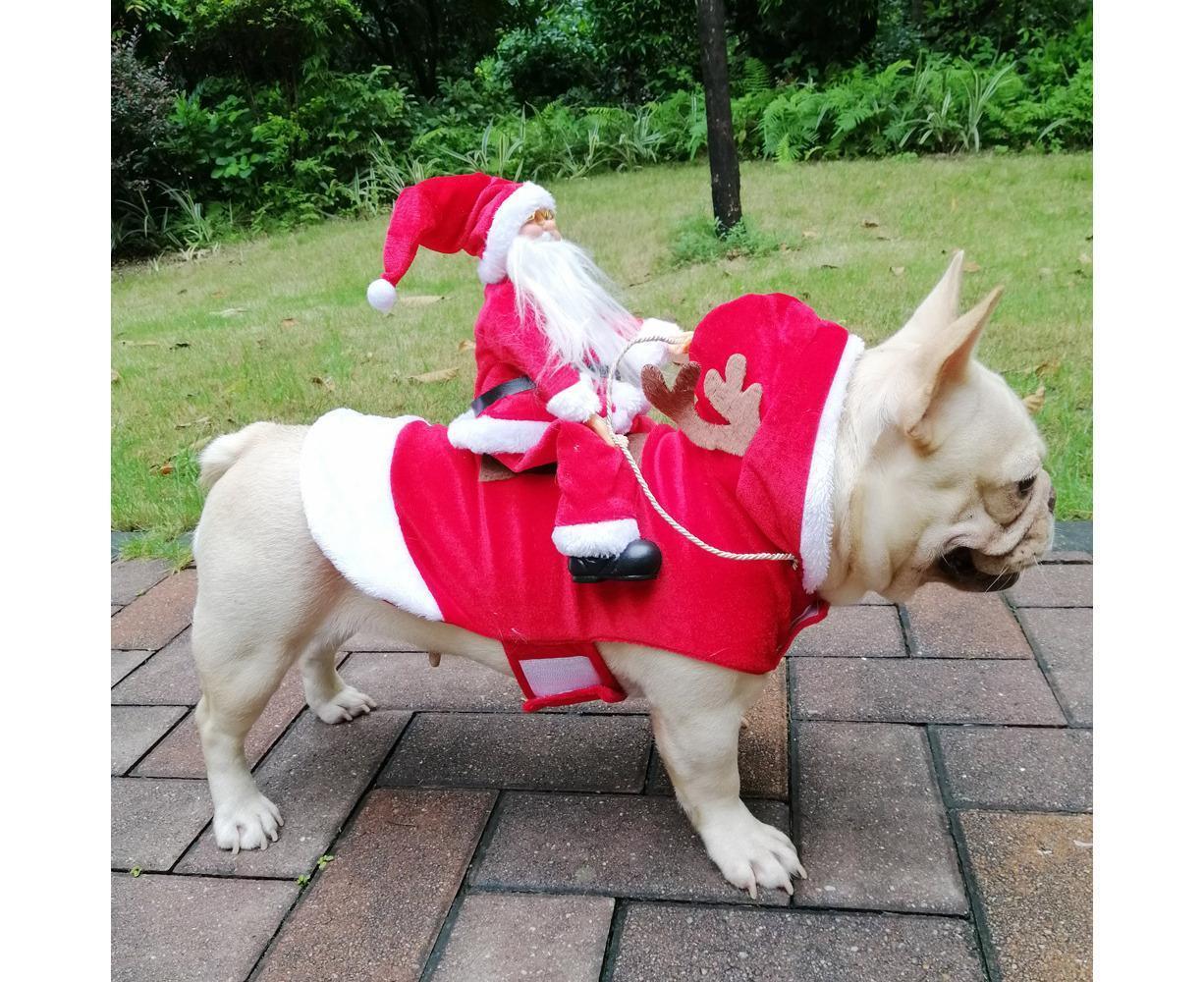 Santa Dog Costume Christmas Pet Clothes Santa Claus Riding Pet Costumes Party Dressing Up Dogs Cats Outfit For Small Medium Dogs Cats - Image 6