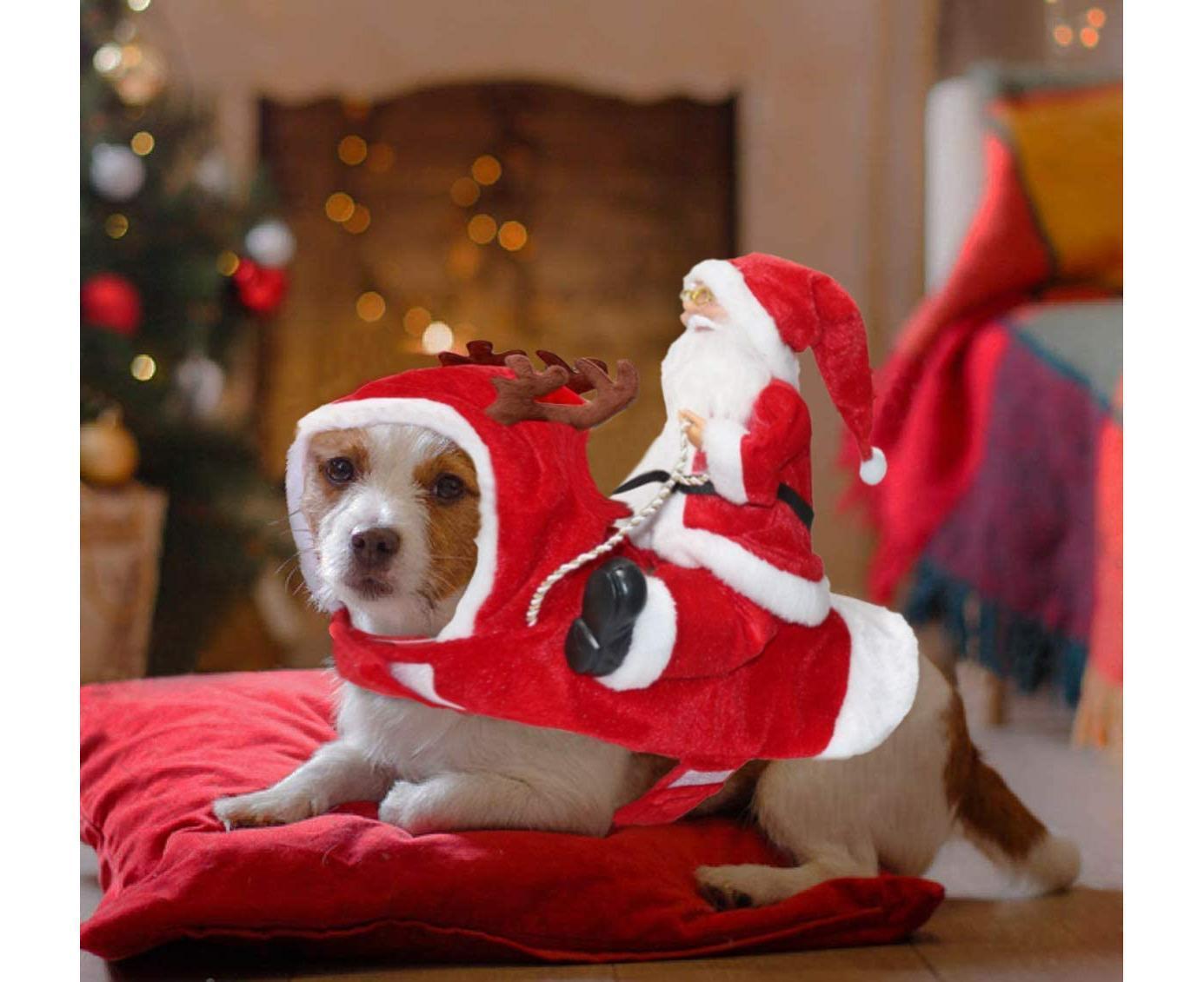 Santa Dog Costume Christmas Pet Clothes Santa Claus Riding Pet Costumes Party Dressing Up Dogs Cats Outfit For Small Medium Dogs Cats - Image 7