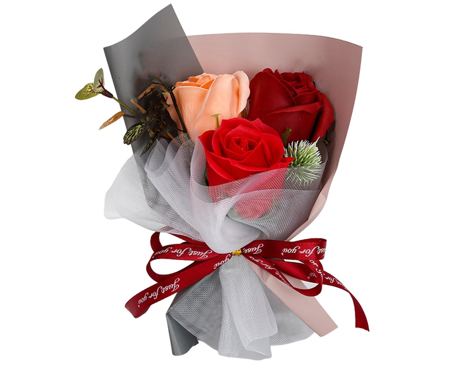 Soap Rose Flower Exquisite Vivid Nice-looking Scented Rose Soap Petals Body Soap for Valentine's Day - Red - Image 1