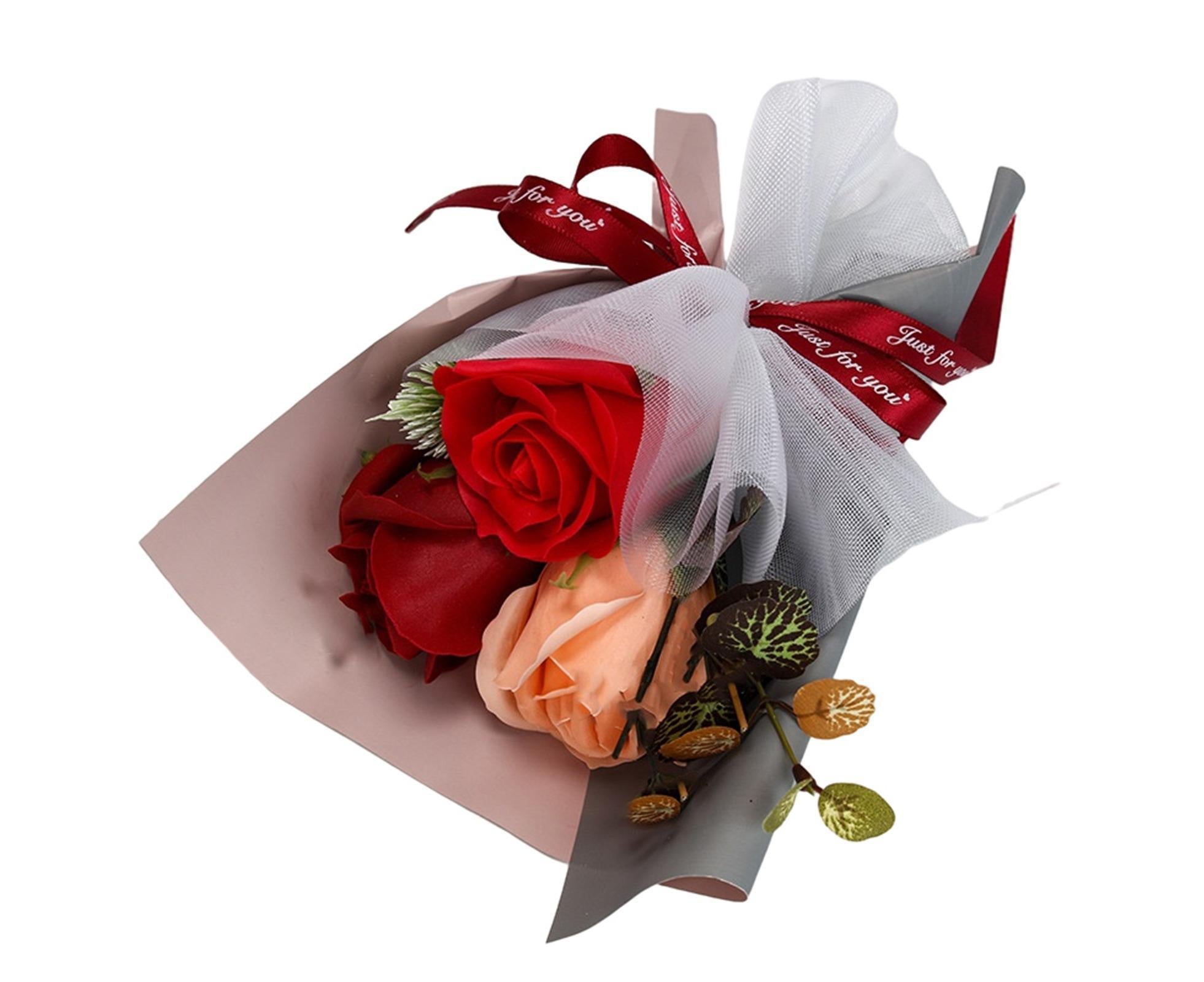 Soap Rose Flower Exquisite Vivid Nice-looking Scented Rose Soap Petals Body Soap for Valentine's Day - Red - Image 2
