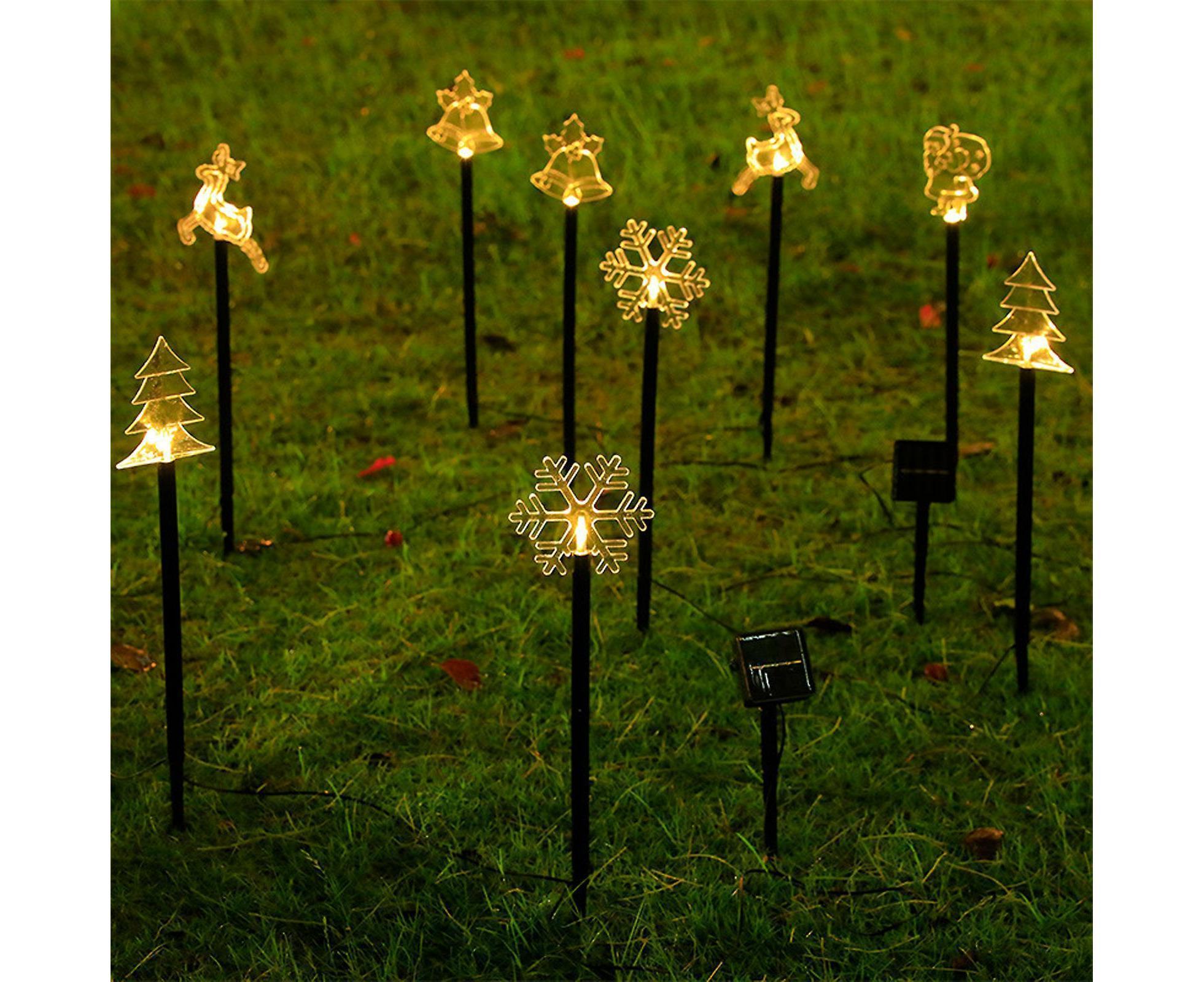 Solar Christmas Garden Stake Lights, 5-point Star, Snowflake, Tree Bell, Reindeer LED Outdoor Decorative Lights - Image 2
