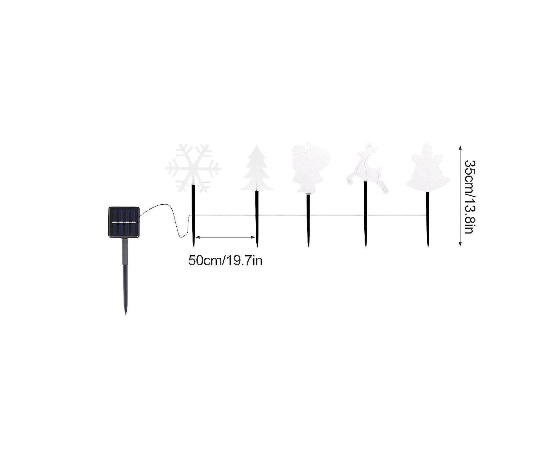 Solar Christmas Garden Stake Lights, 5-point Star, Snowflake, Tree Bell, Reindeer LED Outdoor Decorative Lights - Image 3