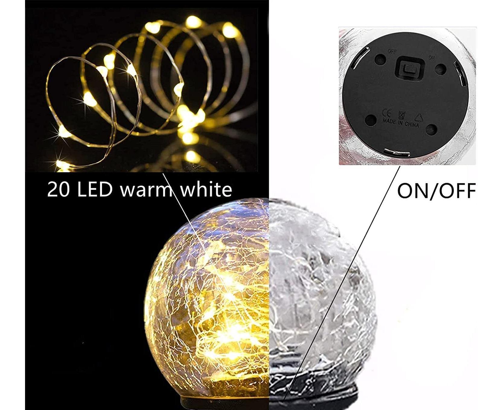 Solar Garden Light - Crack Glass Ball Lights Solar Lights Outdoor Garden Decorative Walkway Solar Lights for Garden - Image 6