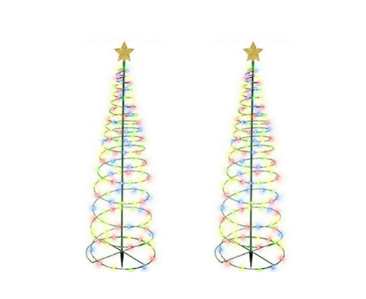 Solar Powered LED Christmas Tree Stake Light Yard Garden Pathway Lights Outdoor 2x Color lights - Image 1