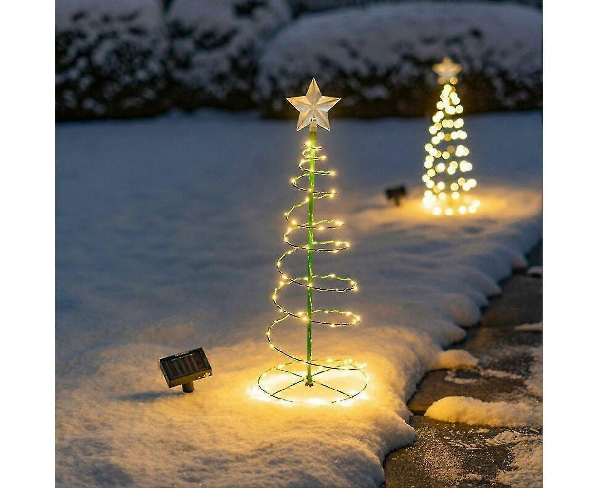 Solar Powered LED Christmas Tree Stake Light Yard Garden Pathway Lights Outdoor 2x Color lights - Image 3