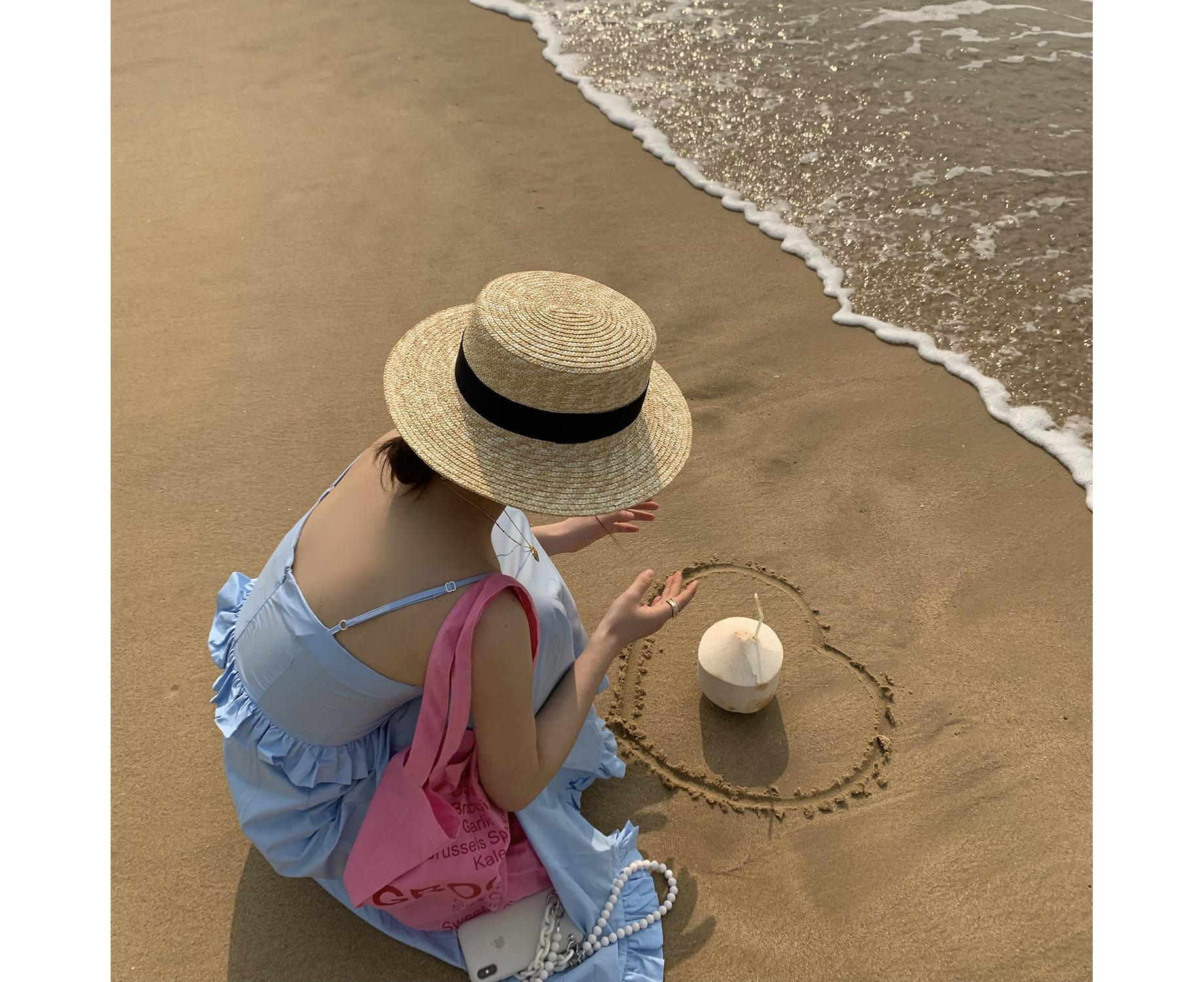Straw Sun Hats for Women Wide Brim Boater Hat Summer Packable UV Protection Beach Hats for Women Men - Image 4