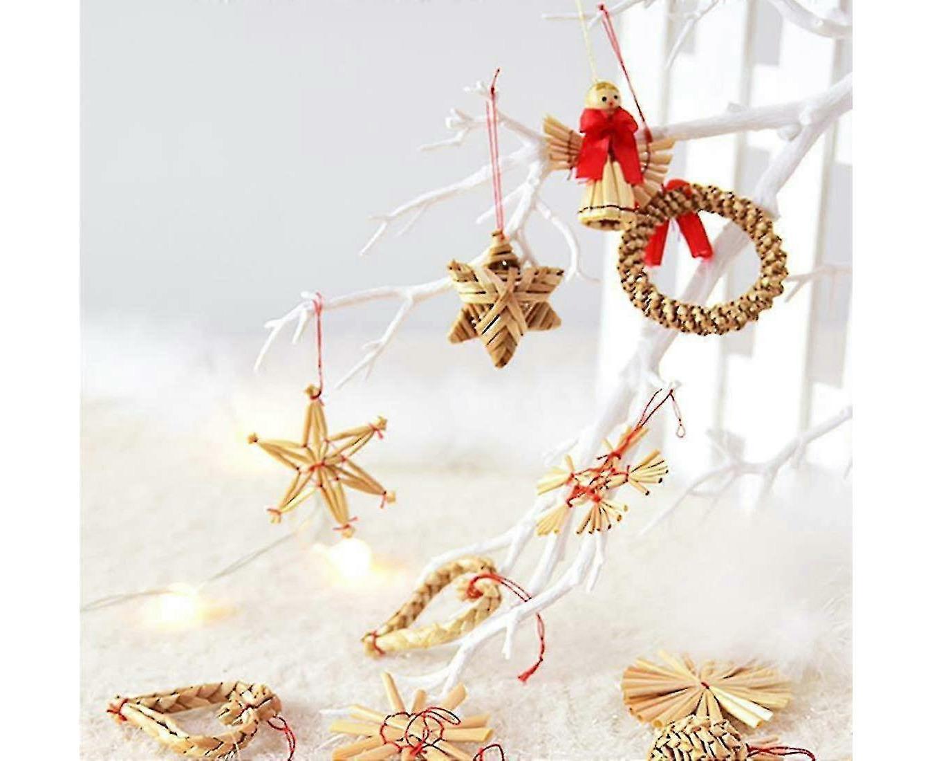 Straw Tree Decoration, 56 Pieces Christmas Tree Decoration Straw Pendant Set - Christmas Tree Decoration - Image 3