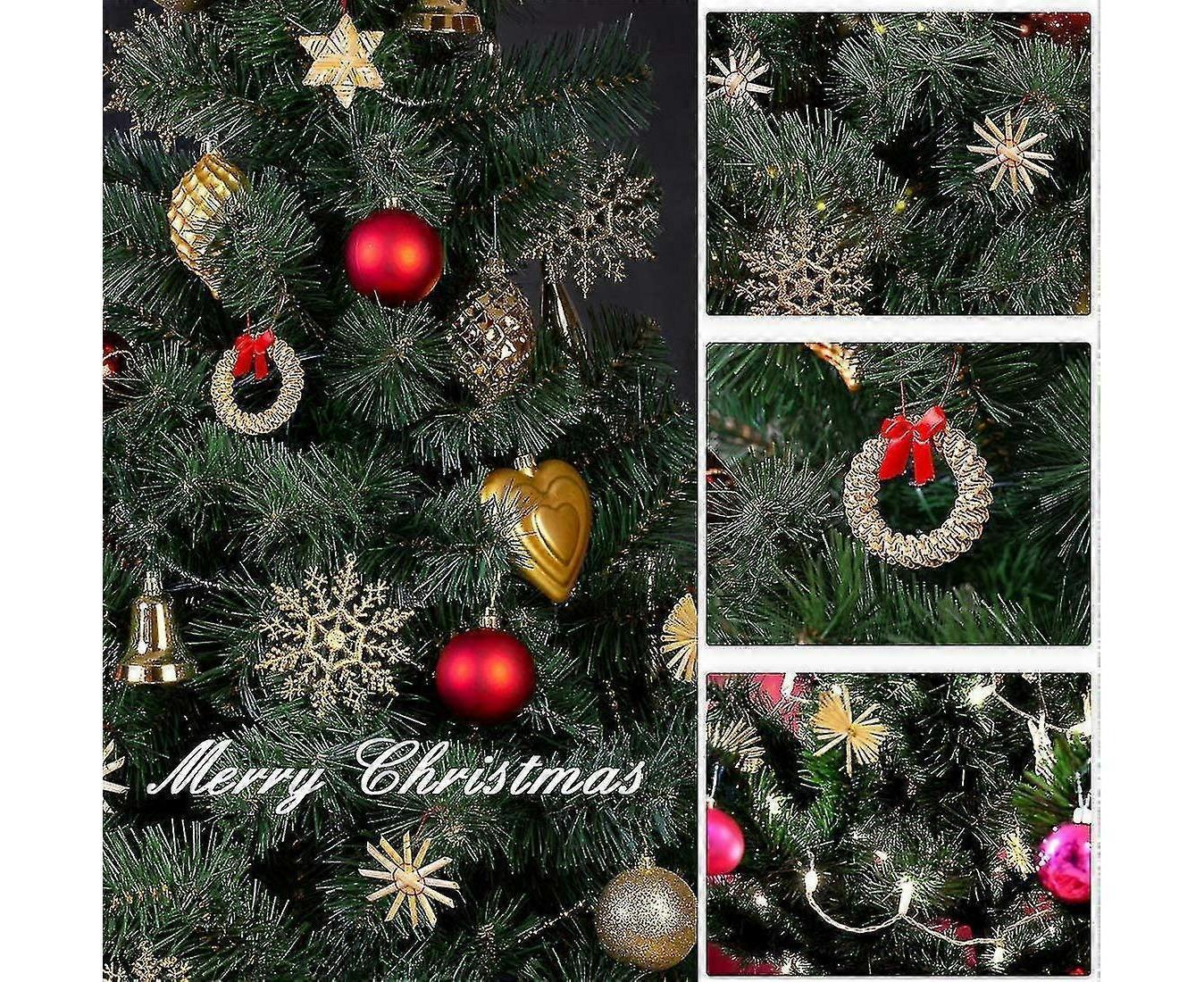 Straw Tree Decoration, 56 Pieces Christmas Tree Decoration Straw Pendant Set - Christmas Tree Decoration - Image 4