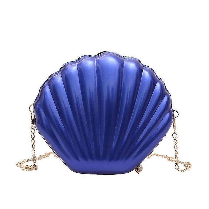 1PC Seashell Shape Shoulder Bag Laser Mermaid Sea Shell Chain Purse-Blue - Image 1