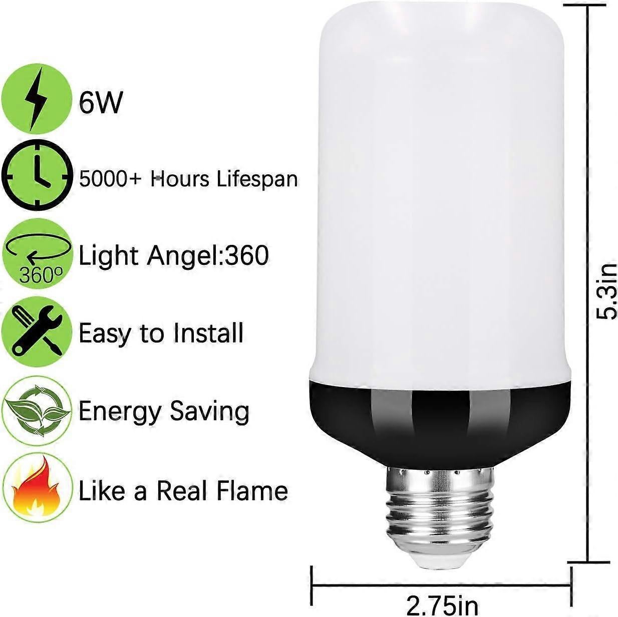 2pcs LED Flame Effect Fire Light Bulb Upgraded 4 Modes Flickering Fire Christmas Decorations Lights - Image 4