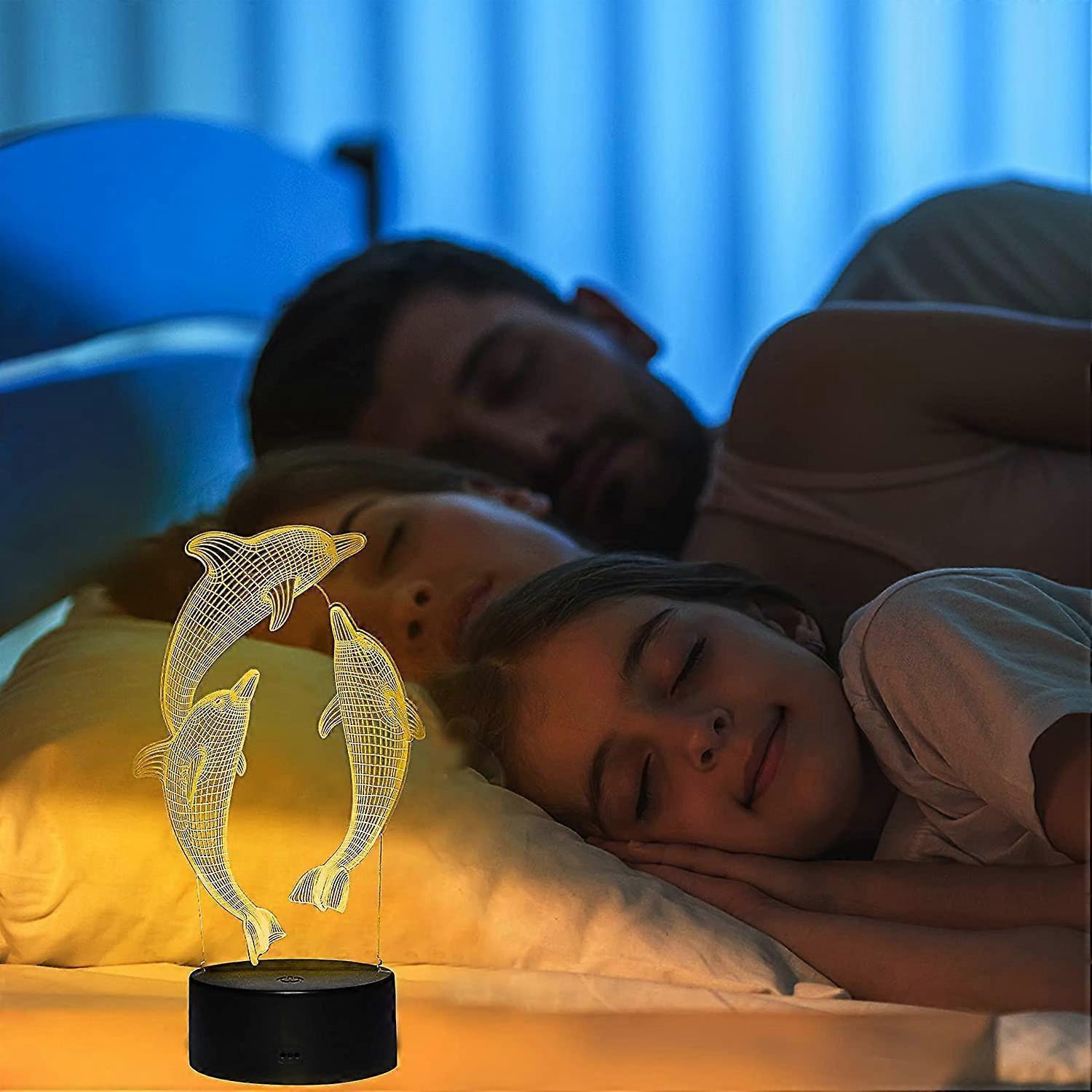 3D Dolphin Night Light LED Optical Illusion Night Light babies Table Bedside Lamp 16 Colors and Remote Control Birthday Christmas Gifts - Image 4