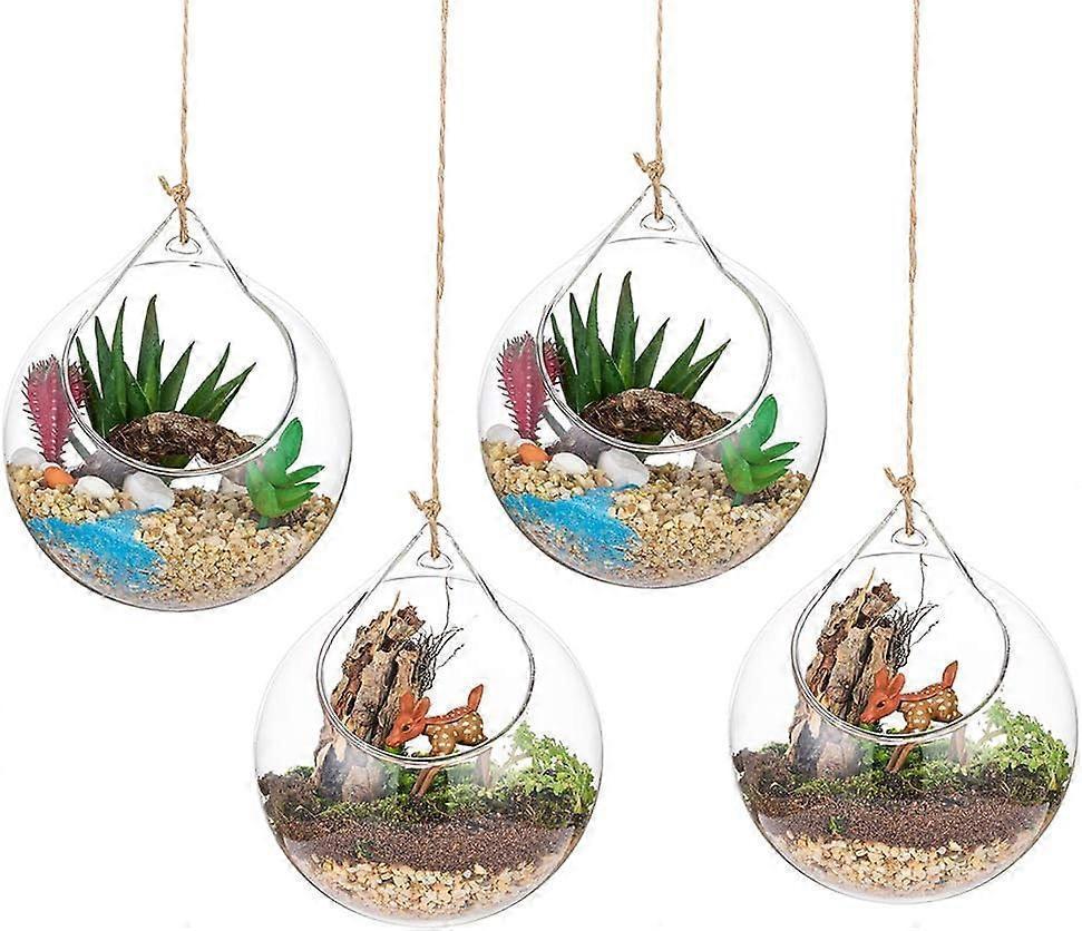 4pcs Hanging Glass Terrarium, Large Opening Vase, 10cm Plant Ball, Glass Ball for Home Planter, Wedding, Garden, DIY Design - Image 1
