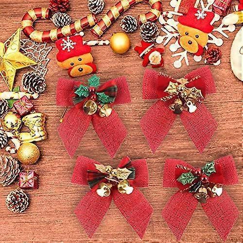 8cm Christmas Bow Bells, Hessian Scottish Knot, Christmas Tree Ornaments, Christmas Tree Ornaments - Image 3