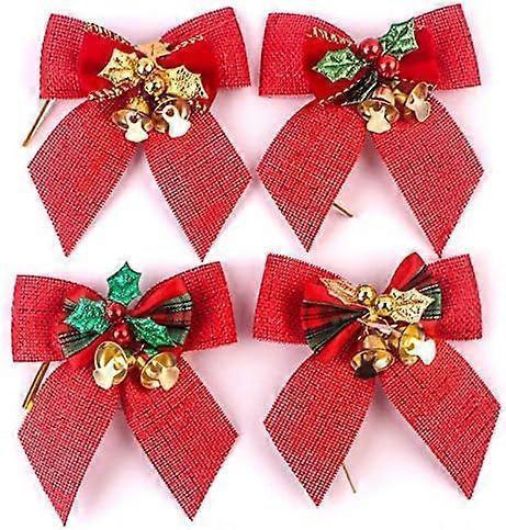 8cm Christmas Bow Bells, Hessian Scottish Knot, Christmas Tree Ornaments, Christmas Tree Ornaments - Image 4