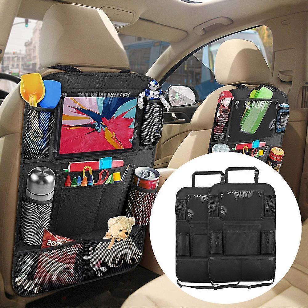 Car Back Organizer with Touch Screen Tablet Holder + 9 Storage Pockets Kick Mats Back Protectors Great Travel Accessories - Image 2
