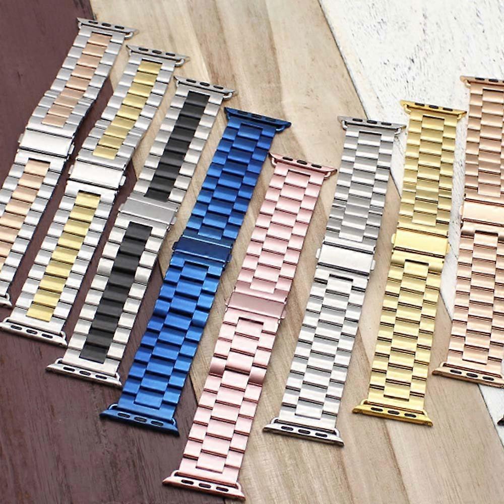 Compatible with Apple Watch Band Replacement Stainless Steel Metal Band-middle gold38-40mm - Image 3
