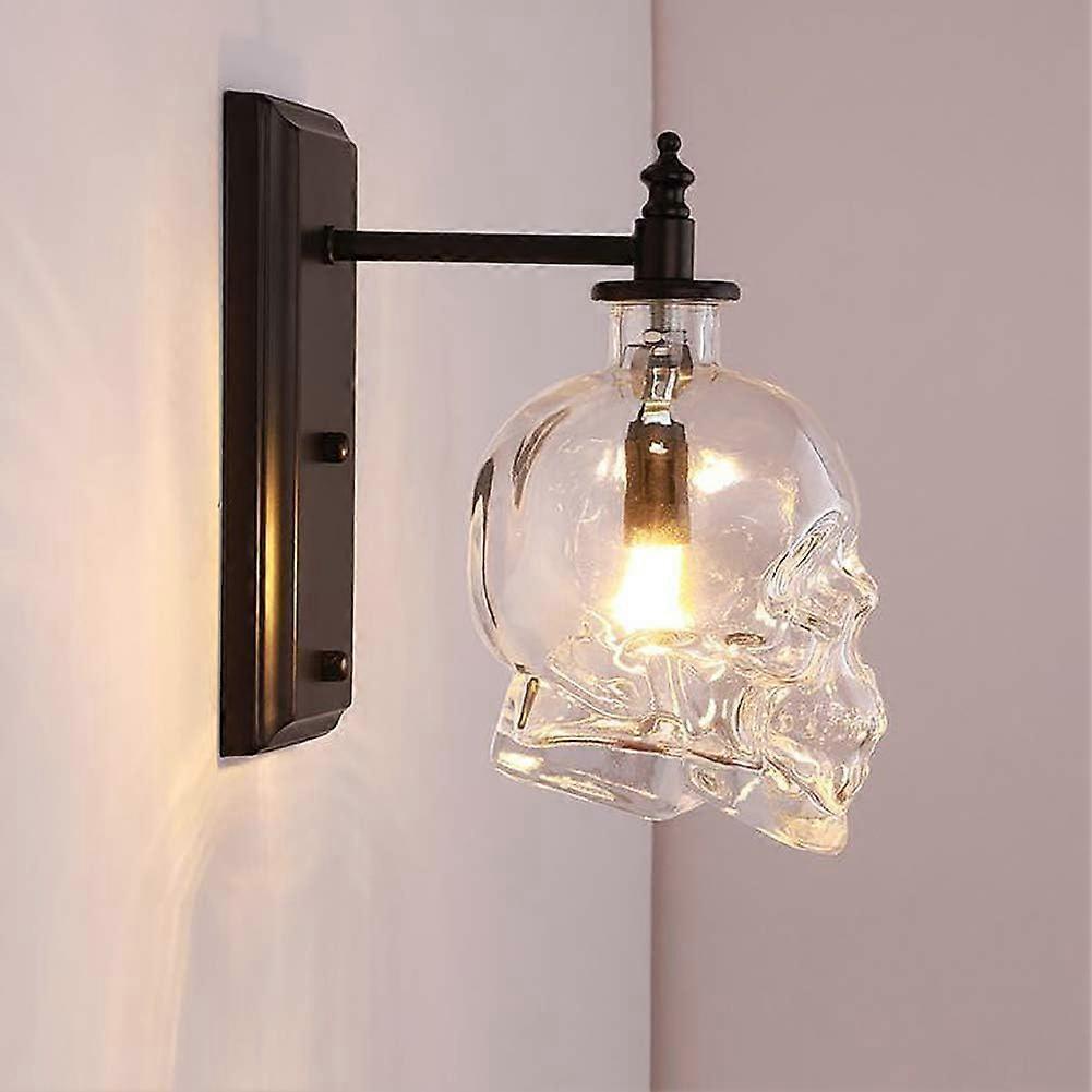 Creative Vintage Industrial Glass Skull Head Wall Sconce Retro Indoor Wall Sconce Lights - Image 1