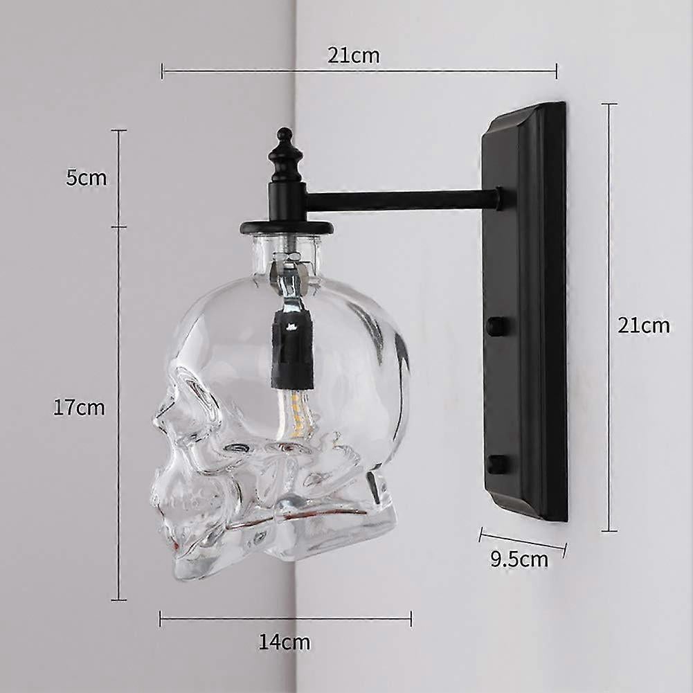 Creative Vintage Industrial Glass Skull Head Wall Sconce Retro Indoor Wall Sconce Lights - Image 4