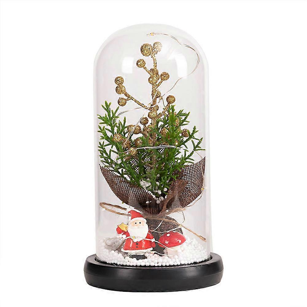 Glass Dome Christmas Plants Christmas Decorations Glass Dome Christmas Tree Branch with Lights - Image 1