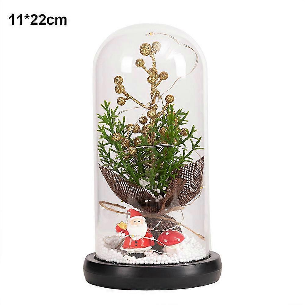 Glass Dome Christmas Plants Christmas Decorations Glass Dome Christmas Tree Branch with Lights - Image 2