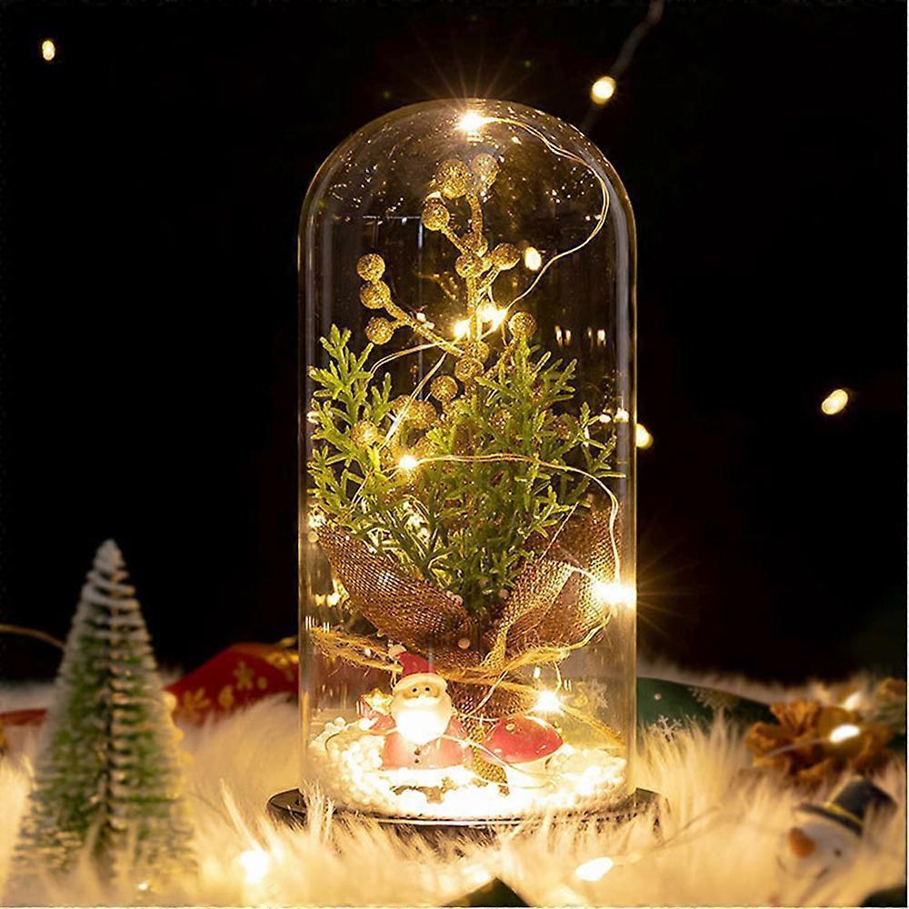 Glass Dome Christmas Plants Christmas Decorations Glass Dome Christmas Tree Branch with Lights - Image 3