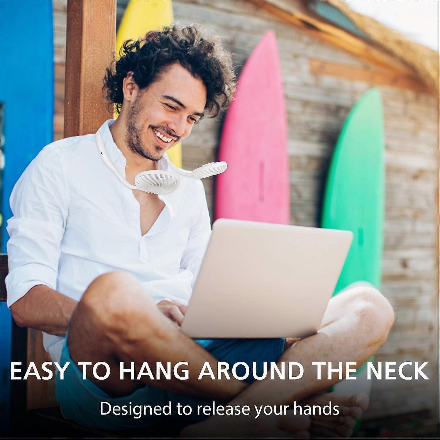 Hanging Neck Aromatherapy Fan Portable 3000mAh Battery Rechargeable Mini USB Personal Fan-White - Image 2