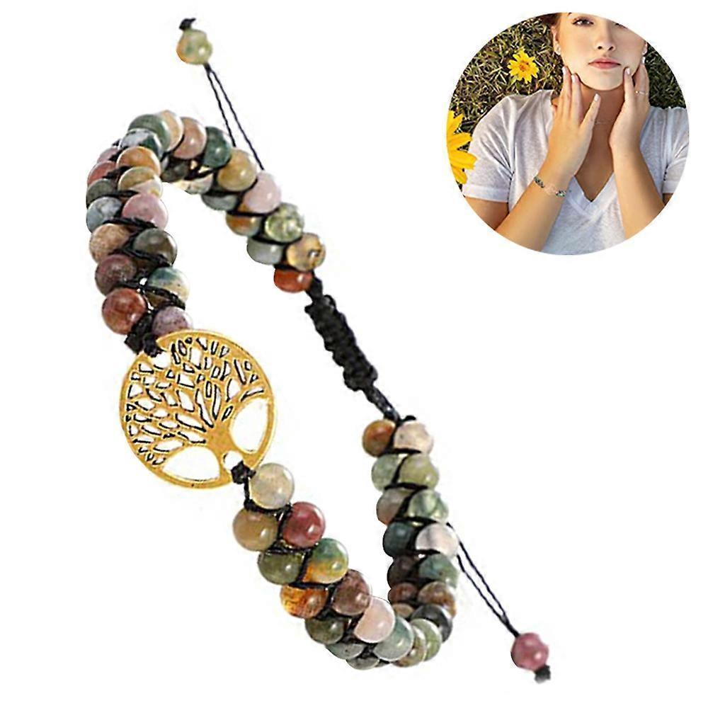 Healing Crystal Bracelets for Women Natural Gemstone Yoga Reiki Chakras Beads Anxiety Tree of Life Lucky Charm Braided Bracelet Adjustable Jewelry - Image 1