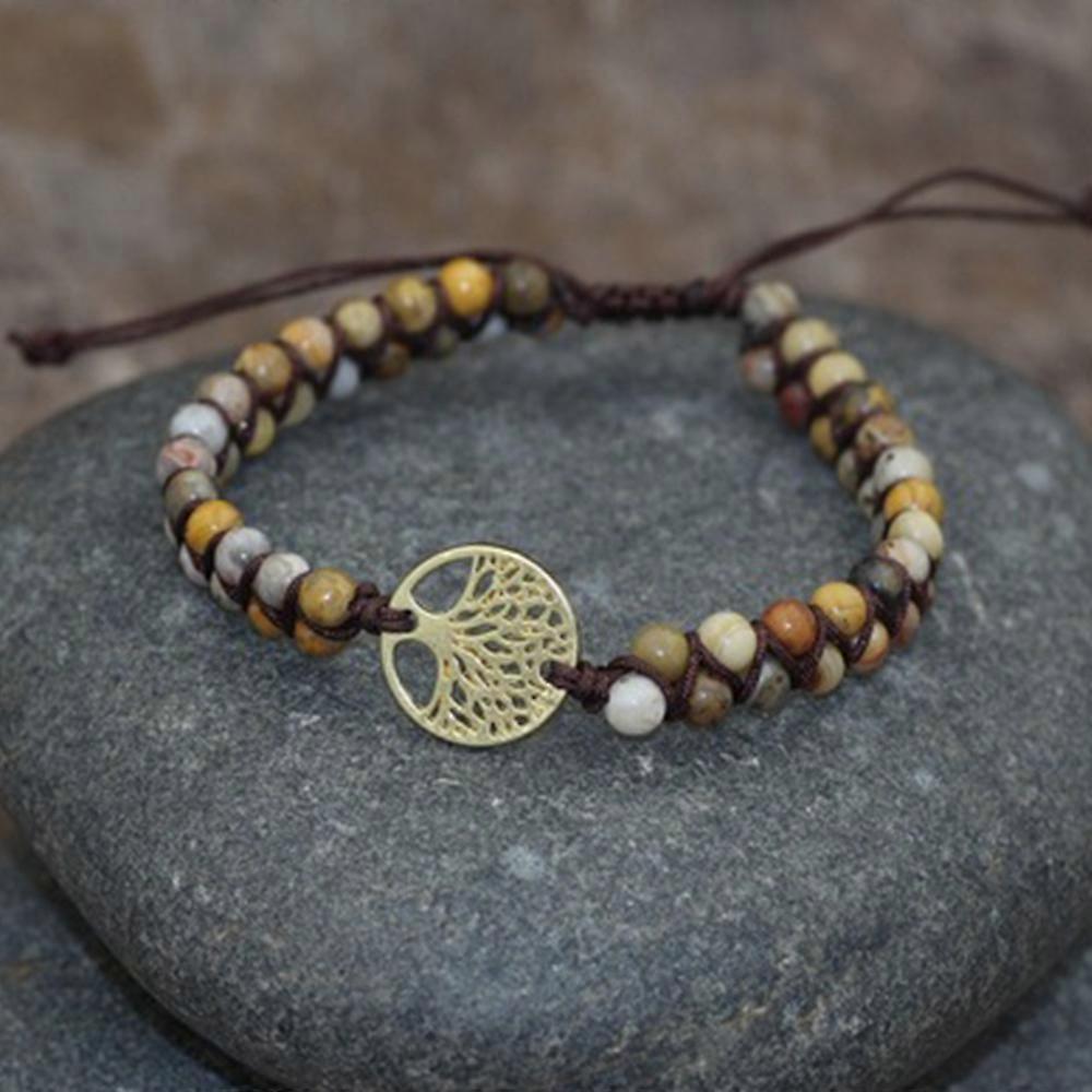 Healing Crystal Bracelets for Women Natural Gemstone Yoga Reiki Chakras Beads Anxiety Tree of Life Lucky Charm Braided Bracelet Adjustable Jewelry - Image 4