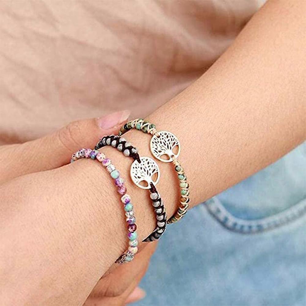 Healing Crystal Bracelets for Women Natural Gemstone Yoga Reiki Chakras Beads Anxiety Tree of Life Lucky Charm Braided Bracelet Adjustable Jewelry - Image 5