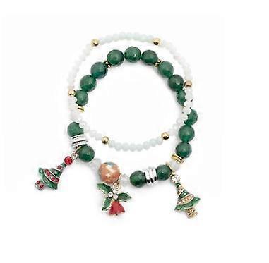 Christmas Charms for Women Adjustable Stretch Bracelet Christmas Tree Santa Snowman Jewelry 2pcs - Image 1