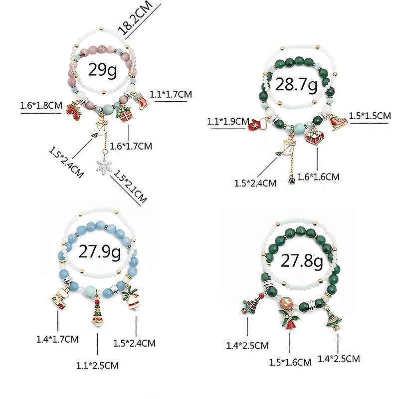 Christmas Charms for Women Adjustable Stretch Bracelet Christmas Tree Santa Snowman Jewelry 2pcs - Image 2