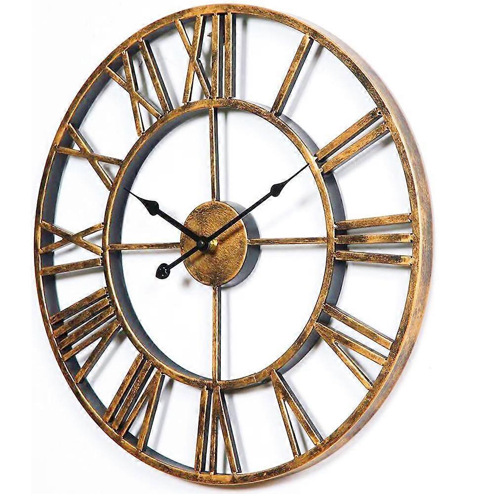 Decor Wall Clock European Retro Clock with Large Numerals Indoor Silent Battery Operated Metal Clock - Image 2