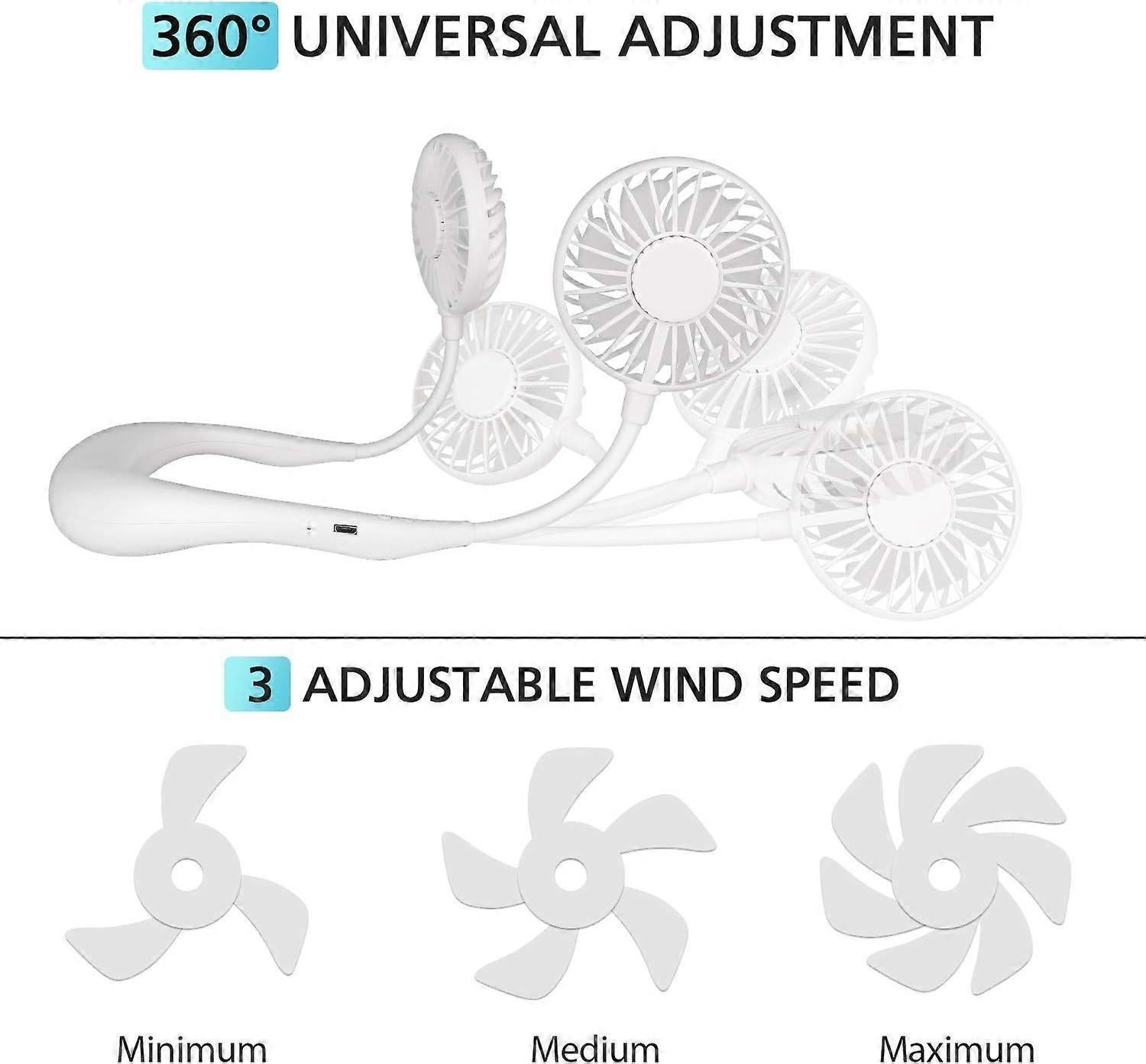 Hanging Neck Aromatherapy Fan Portable 3000mAh Battery Rechargeable Mini USB Personal Fan-White - Image 3