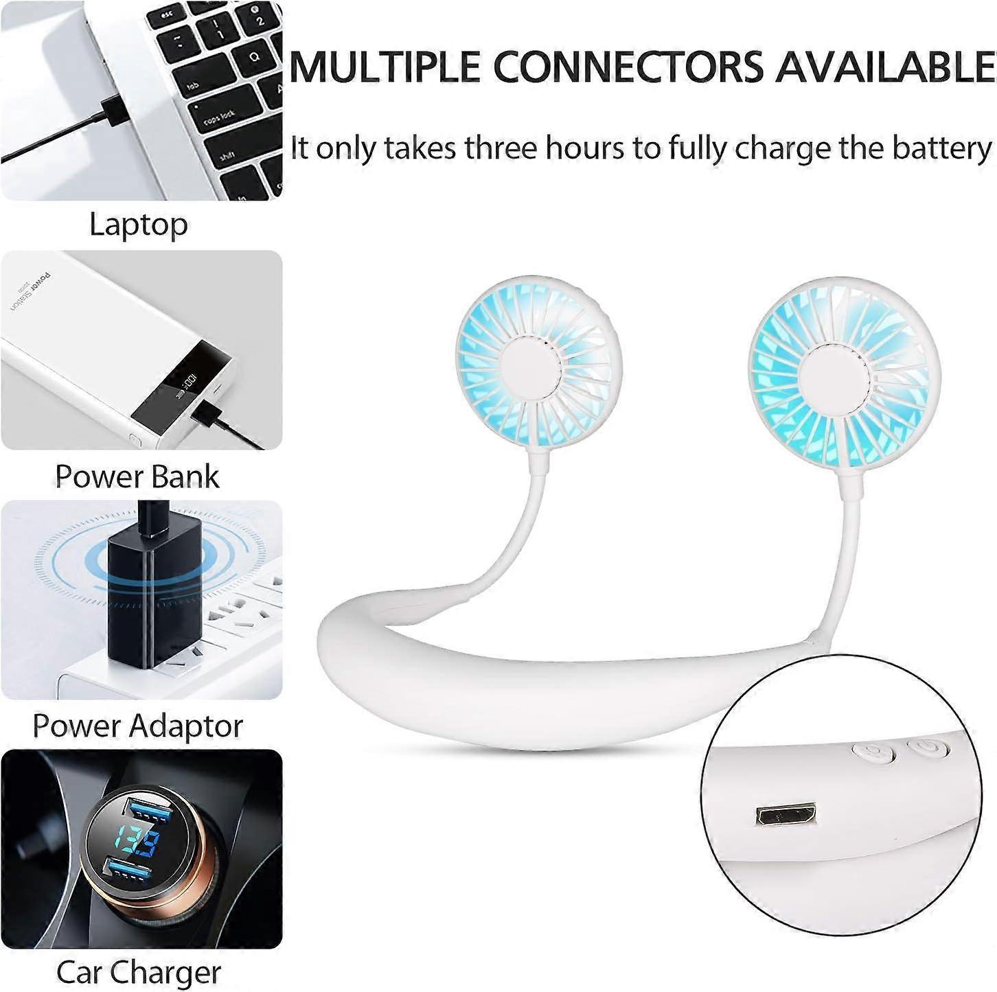 Hanging Neck Aromatherapy Fan Portable 3000mAh Battery Rechargeable Mini USB Personal Fan-White - Image 5
