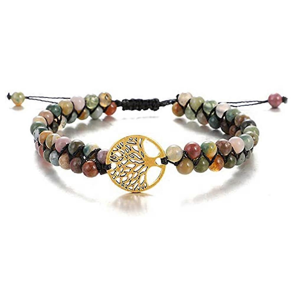 Healing Crystal Bracelets for Women Natural Gemstone Yoga Reiki Chakras Beads Anxiety Tree of Life Lucky Charm Braided Bracelet Adjustable Jewelry - Image 2