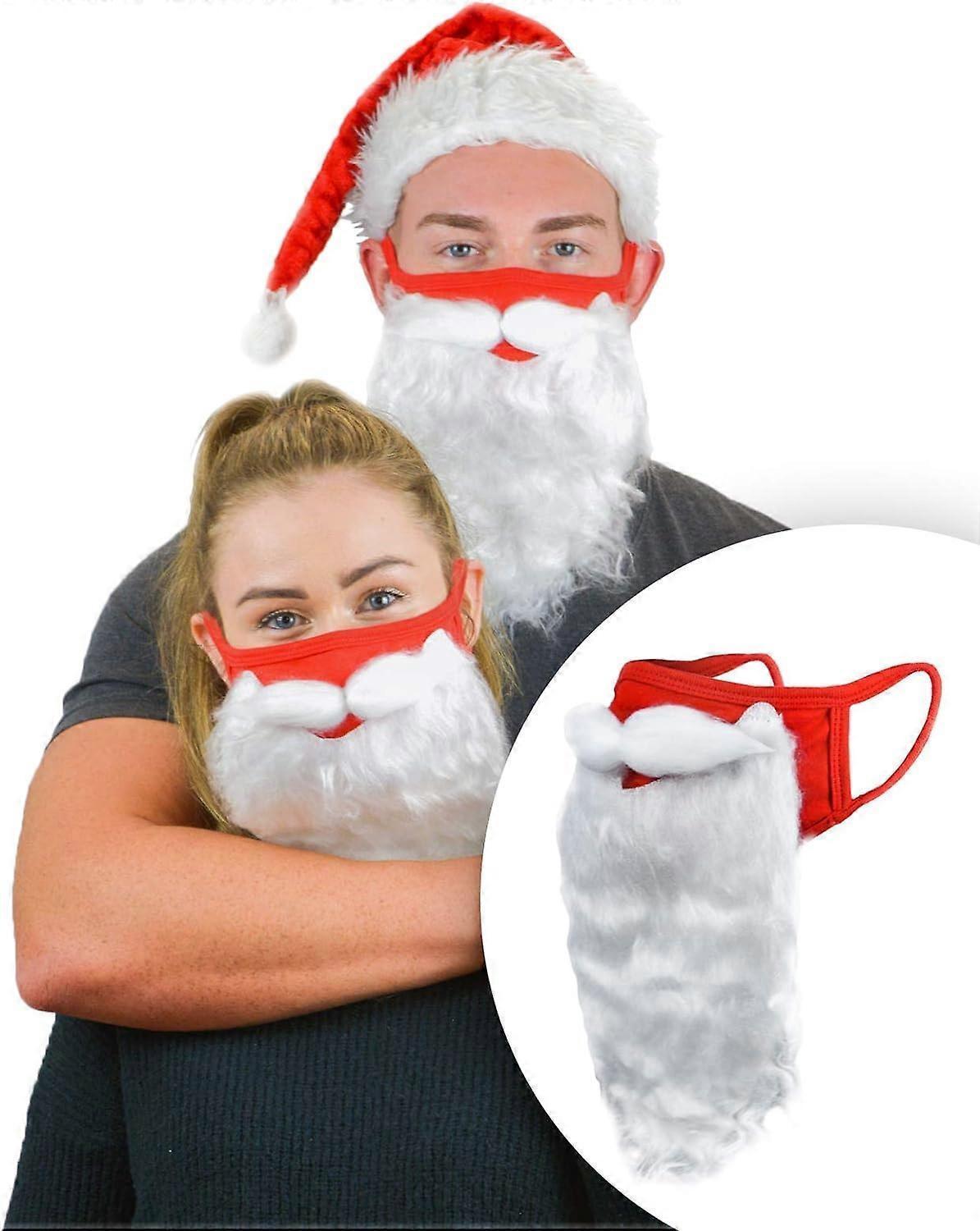 Holiday Santa Beard Face Mask Costume for Adults babies for Christmas One Size fits All Red Christmas Beard Face Mask & Washable Breathable for Adult - Image 1