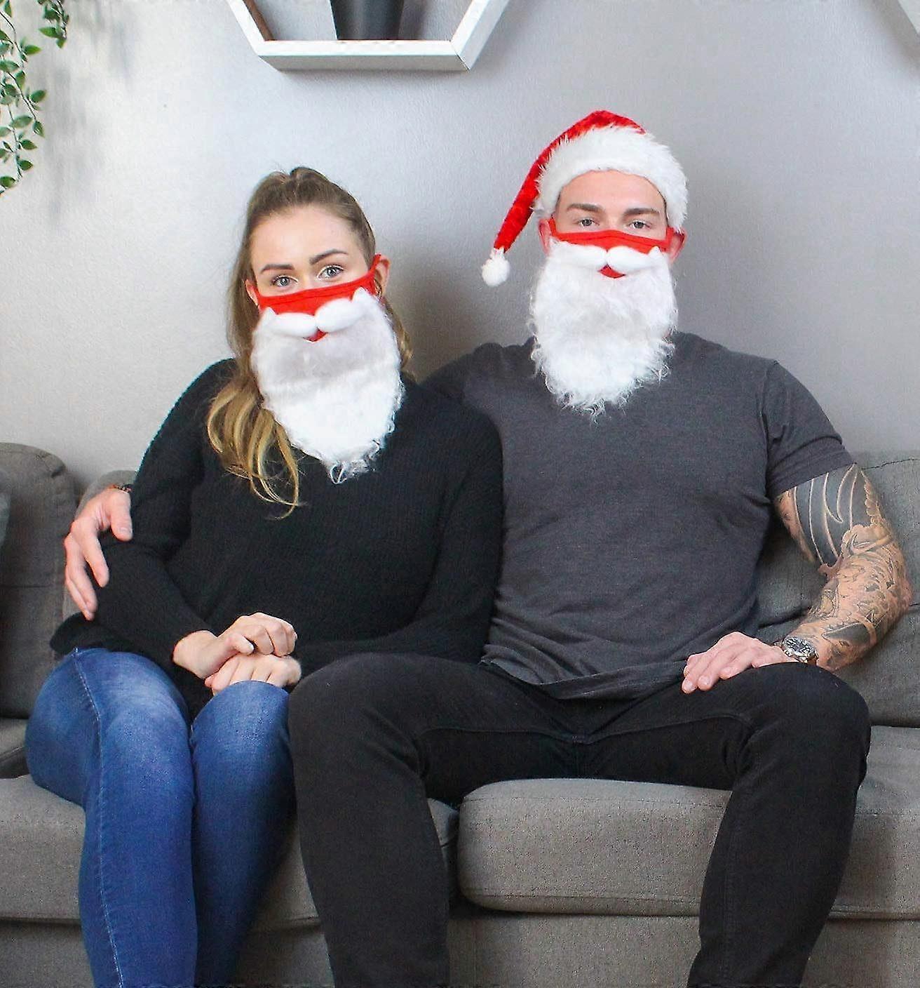 Holiday Santa Beard Face Mask Costume for Adults babies for Christmas One Size fits All Red Christmas Beard Face Mask & Washable Breathable for Adult - Image 3