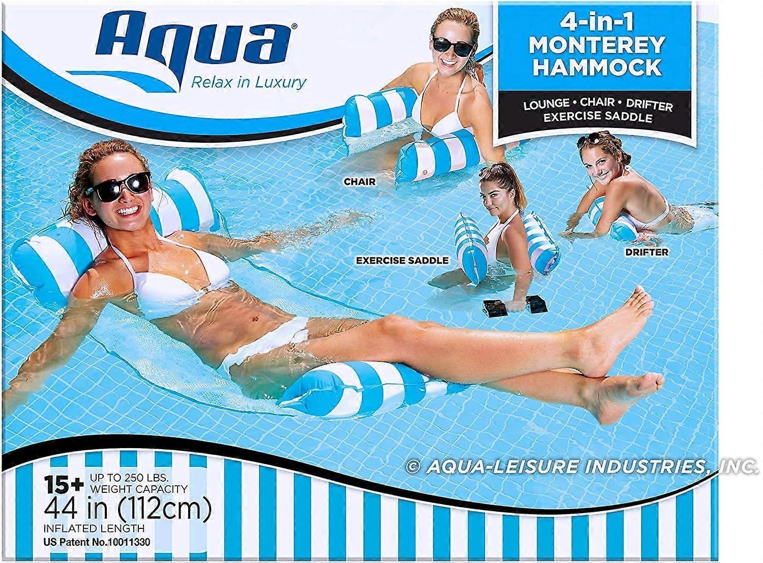 Inflatable floating bed, water hammock 4-in-1 lounge chair pool lounge air mattress pool-blue, 130*68 cm - Image 4