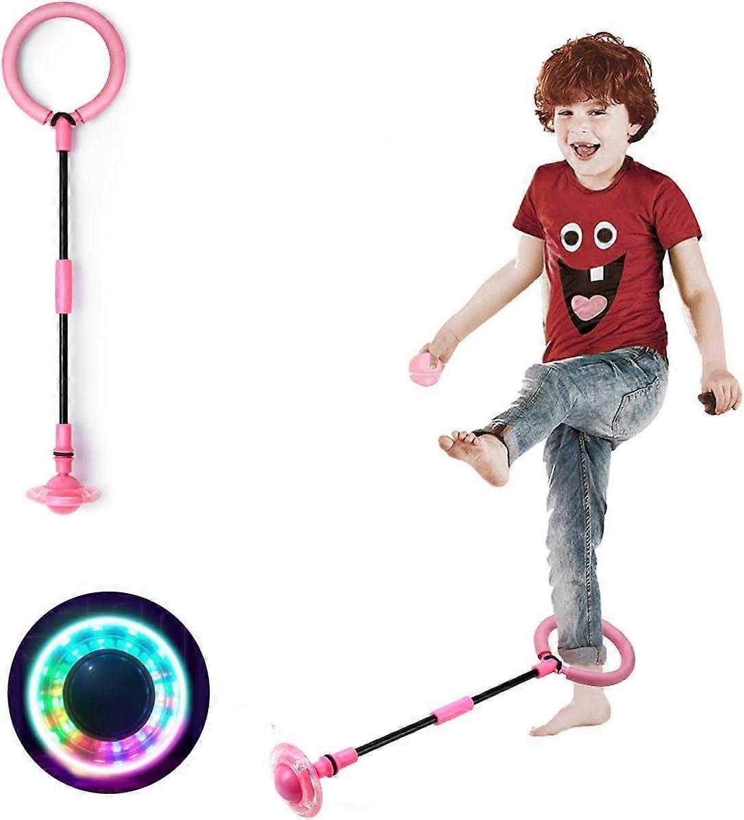 Babies Foldable Ankle Skip Ball Flash Jump Colorful Sports Swing Ball Fitness Jump Rope Fat Burning Game Pink - Image 1