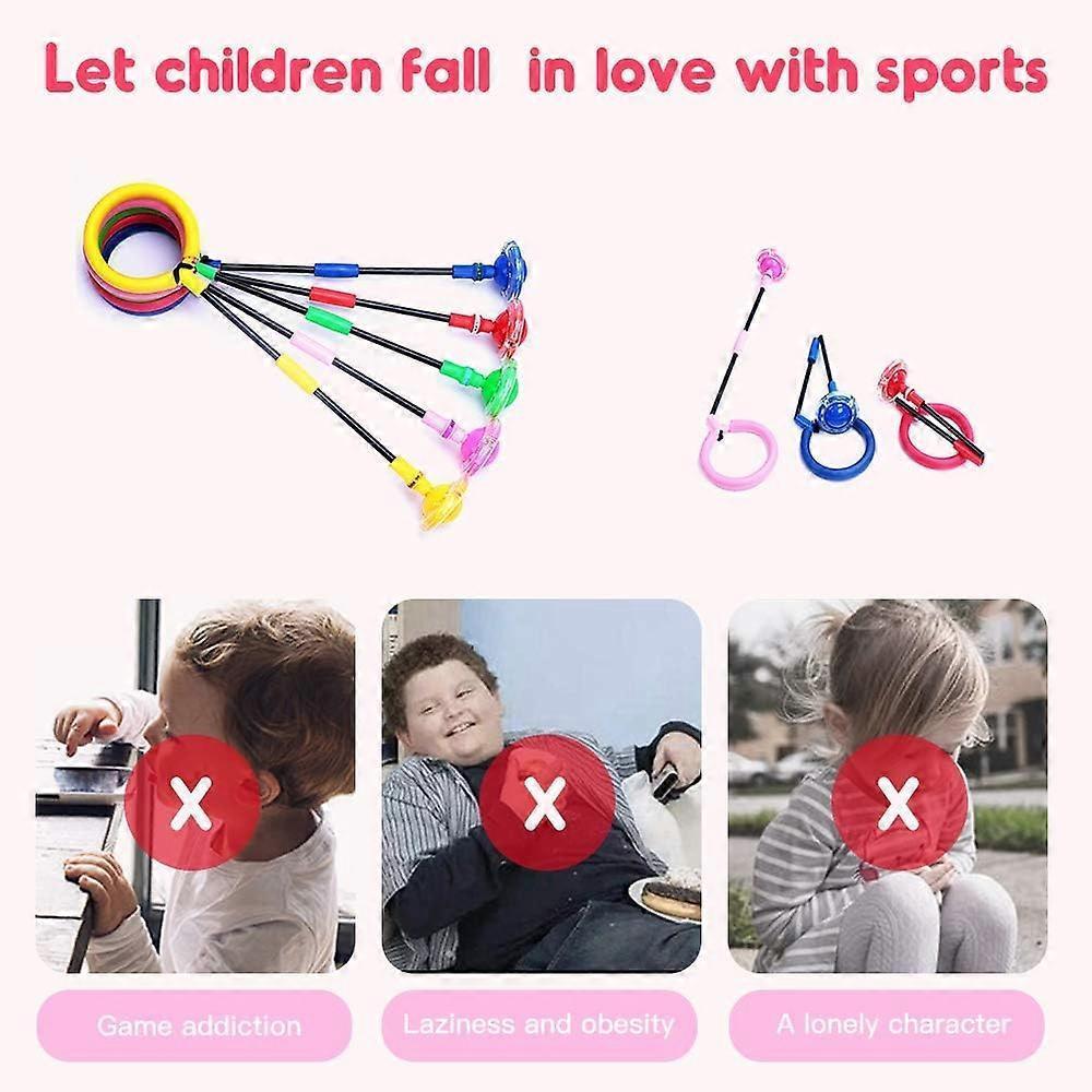 Babies Foldable Ankle Skip Ball Flash Jump Colorful Sports Swing Ball Fitness Jump Rope Fat Burning Game Pink - Image 4