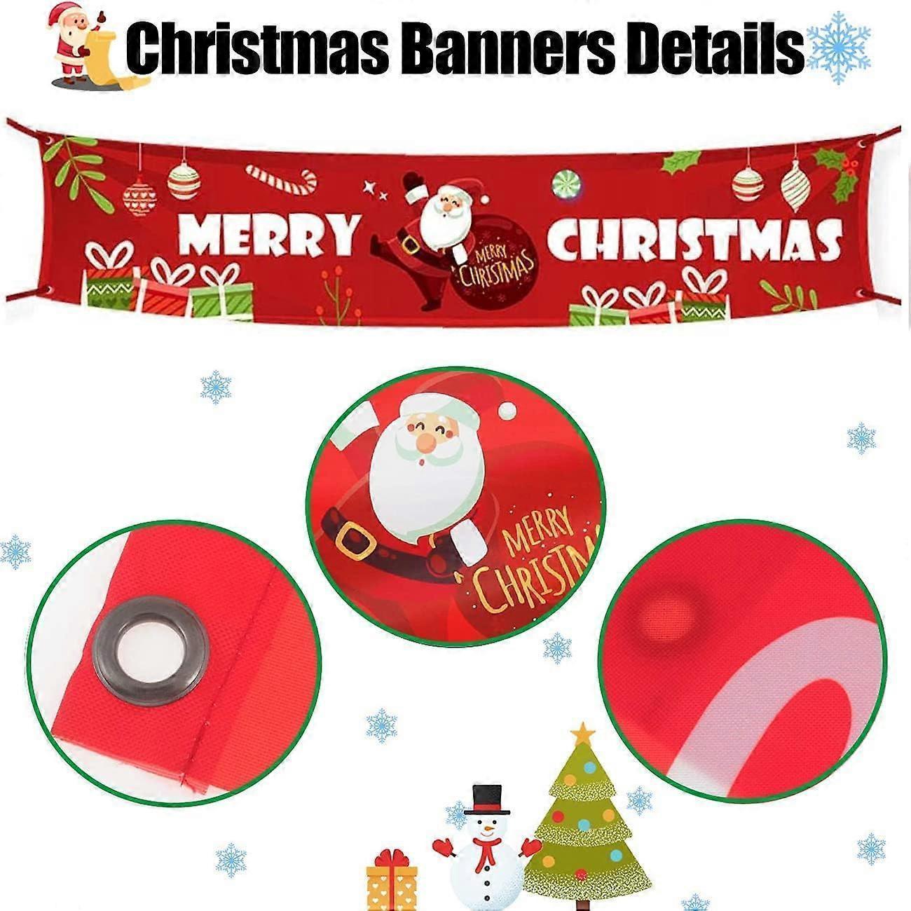 Christmas Decoration Banner, Merry Christmas Banner, Red Merry Christmas Banner, Merry Christmas Banner for Indoor and Outdoor - Image 3