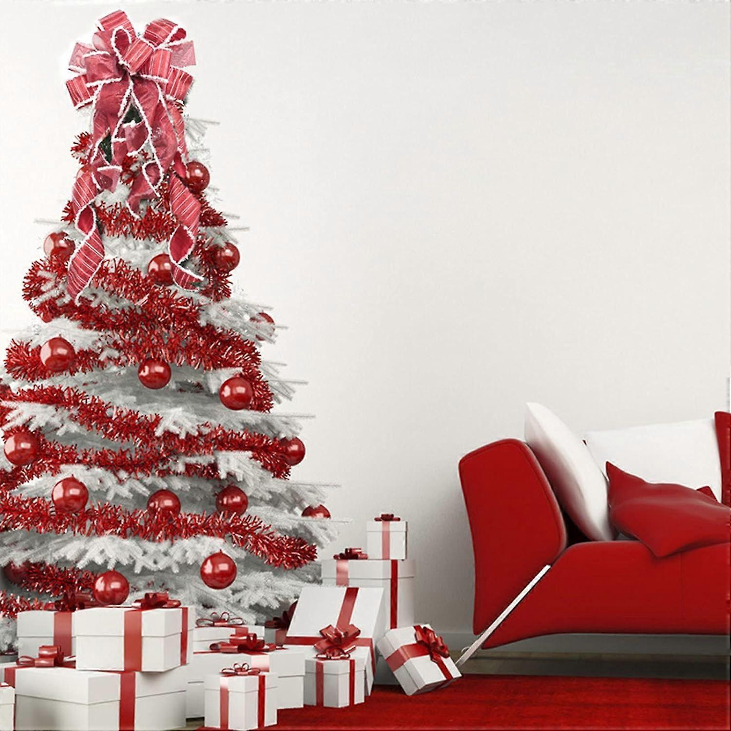 Red Plaid Burlap Christmas Tree Decoration Large Bow Christmas Tree Decoration for Indoor or Outdoor - Image 3