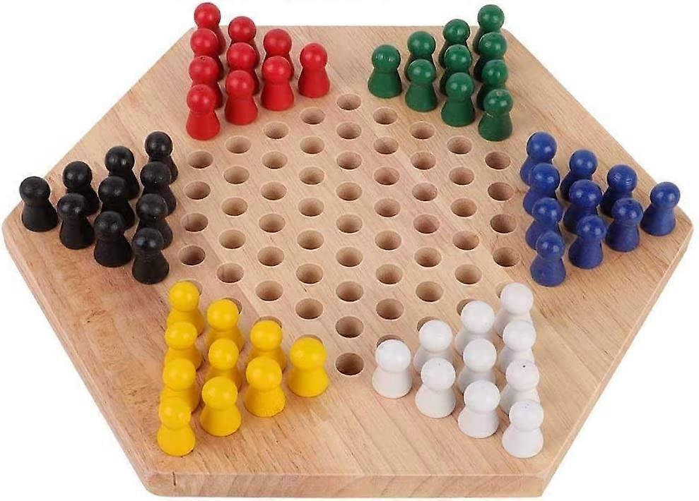 Chinese Checkers Wooden Building Board Games for babies Classic Set Halma Halma Family Strategy Pieces - Image 1